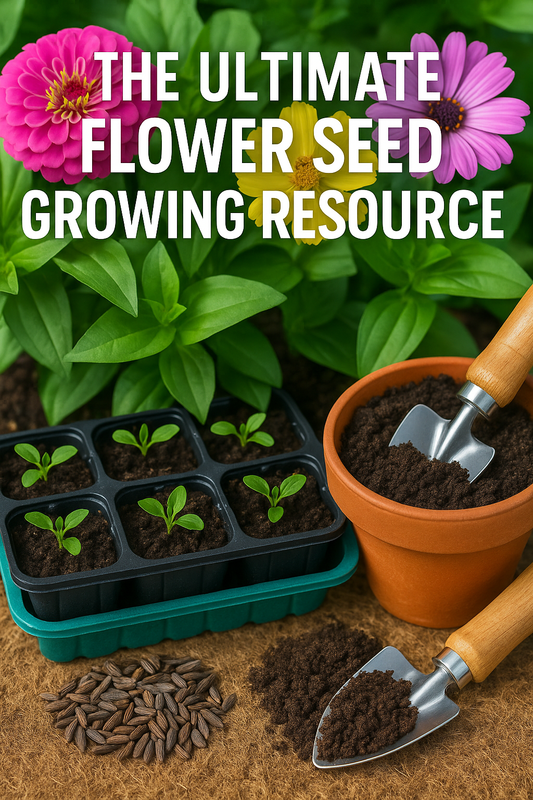 The Ultimate Flower Seed Growing Resource with vibrant blooming flowers