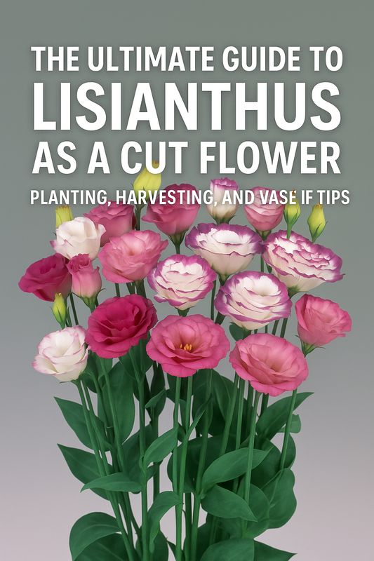 Lisianthus flowers in mixed colors arranged for cut flower display, highlighting planting, harvesting, and vase life tips