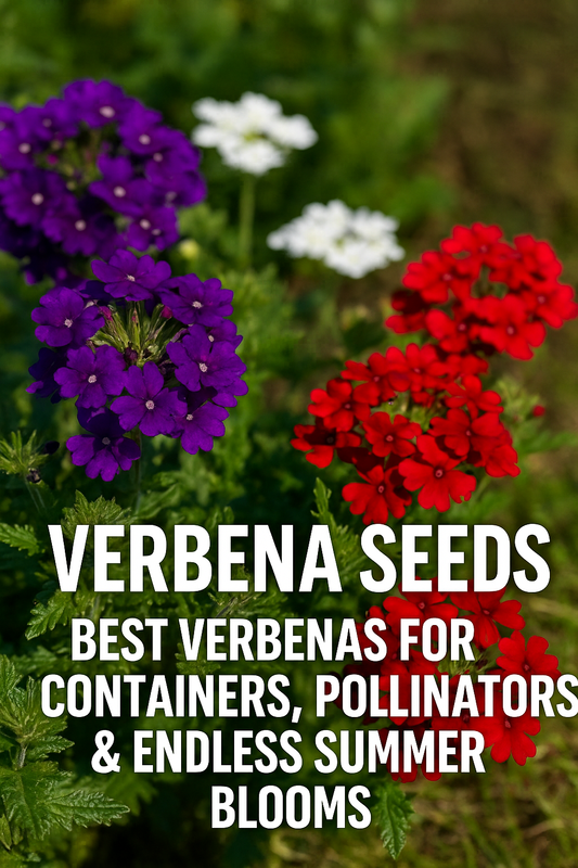 Verbena flowers in vibrant colors promoting verbena seeds for purchase