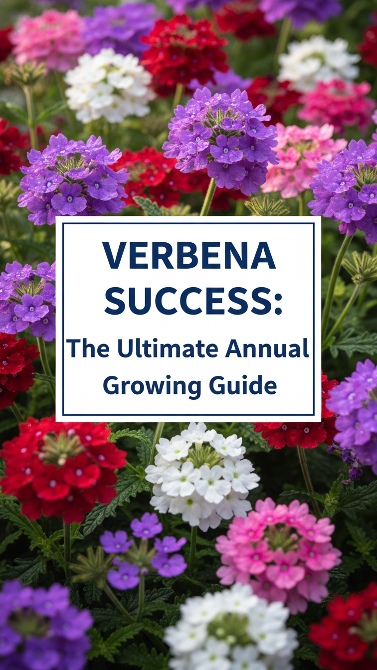 Vibrant verbena flowers blooming in a sunny garden bed, showing healthy annual growth