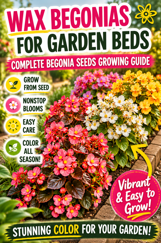 Colorful wax begonias blooming in garden beds with pink and white flowers creating a bright summer landscape display