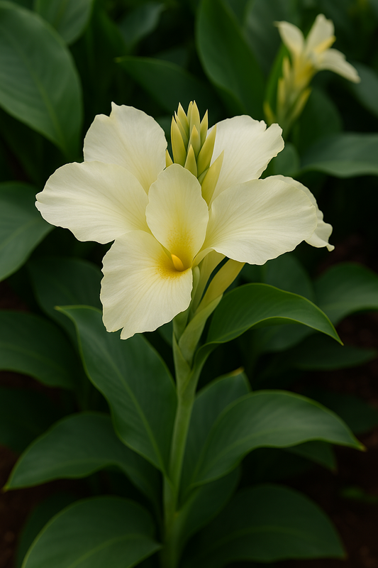 white canna flower grown from seed