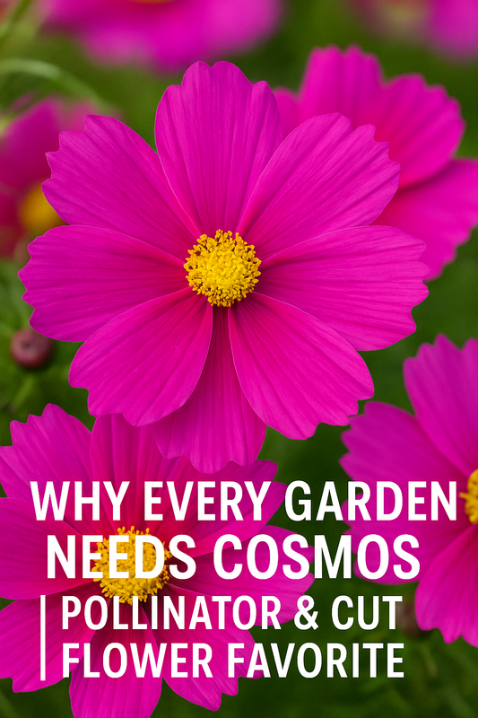 Bright pink cosmos flowers in full bloom — perfect pollinator-friendly and cut flower favorite for every summer garden.