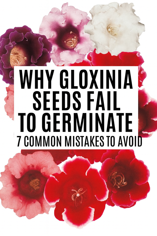 Close-up of colorful Gloxinia blooms showing red, pink, and purple flowers for an indoor gardening guide on Gloxinia seed germination mistakes