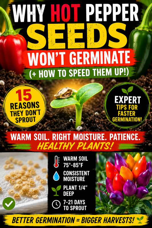 Hot pepper seeds germination guide showing why pepper seeds won't sprout and how to speed germination.