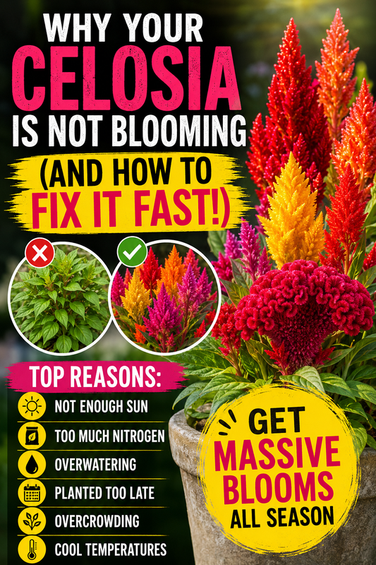 Bright colorful celosia flowers showing how to fix celosia plants that are not blooming with tips for more flowers, better growth, and larger blooms in the garden.