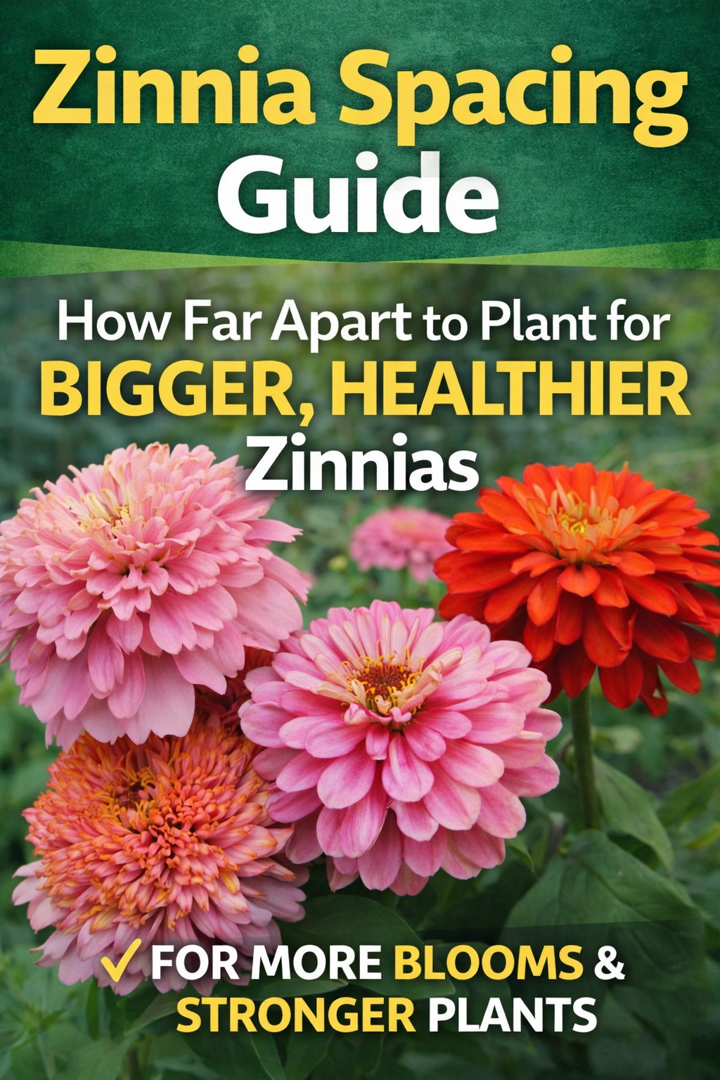 Zinnia spacing guide showing how far apart to plant zinnias for bigger healthier blooms