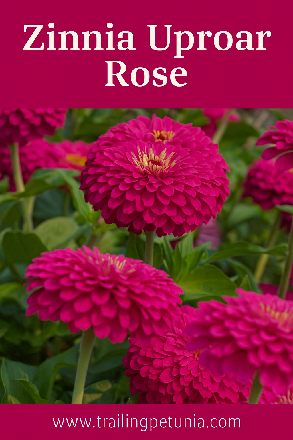 Zinnia Uproar Rose flowers in full bloom – vibrant pink cut flower garden favorite
