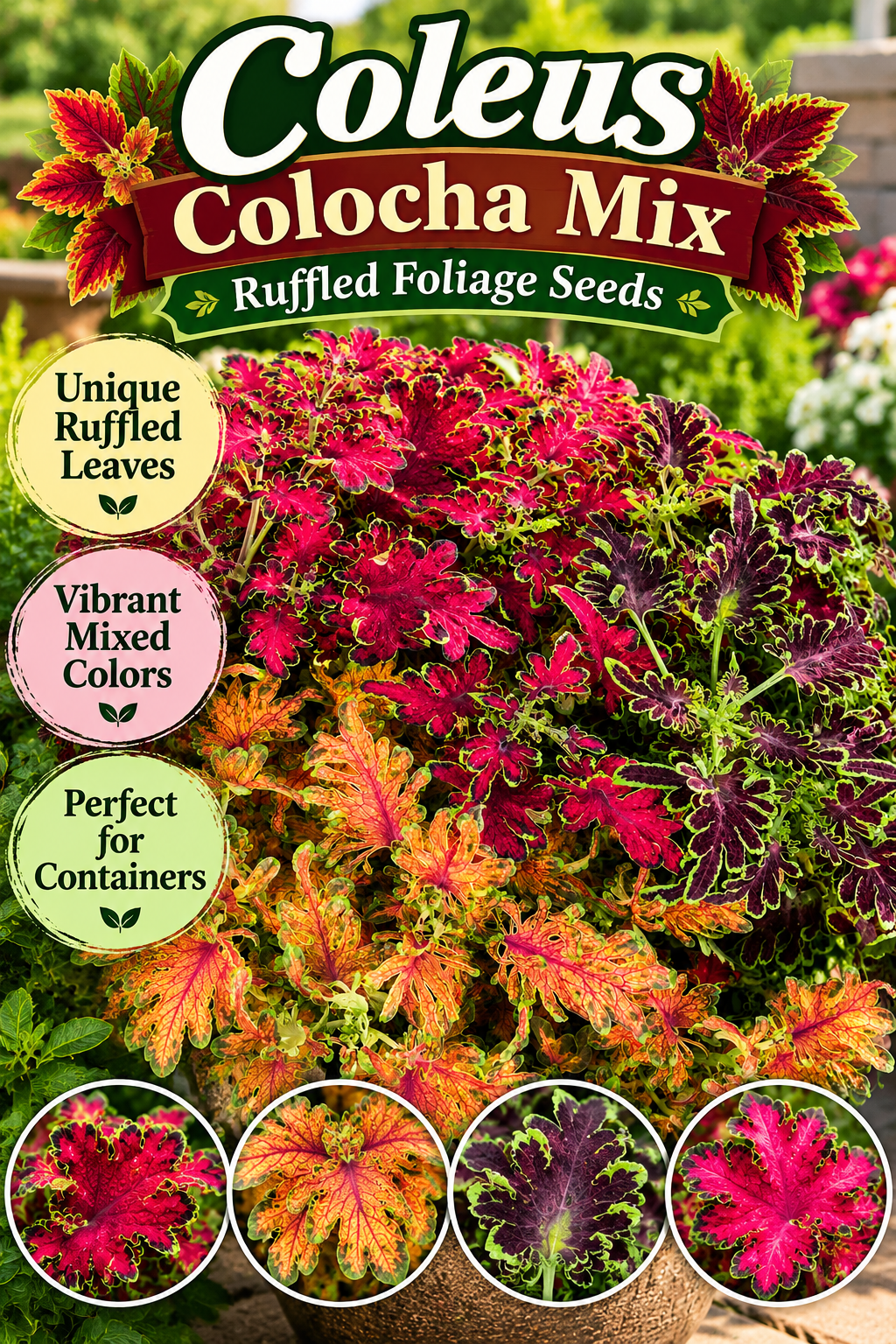 25 Pelleted Coleus Seeds Colocha Mix – Ruffled Foliage Flower Seeds
