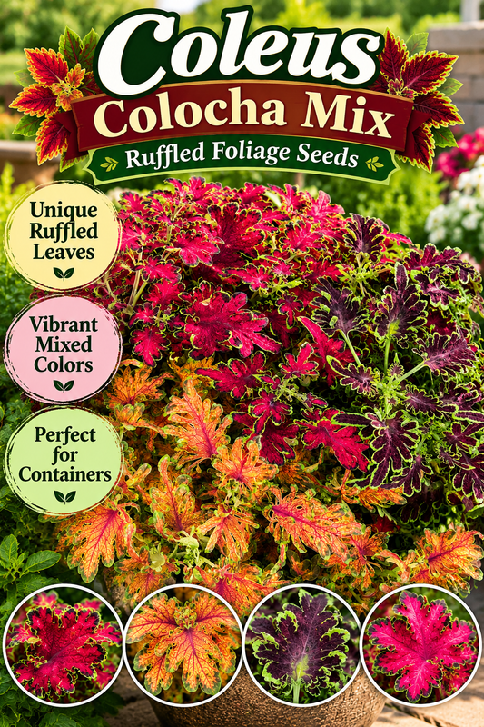 25 Pelleted Coleus Seeds Colocha Mix – Ruffled Foliage Flower Seeds