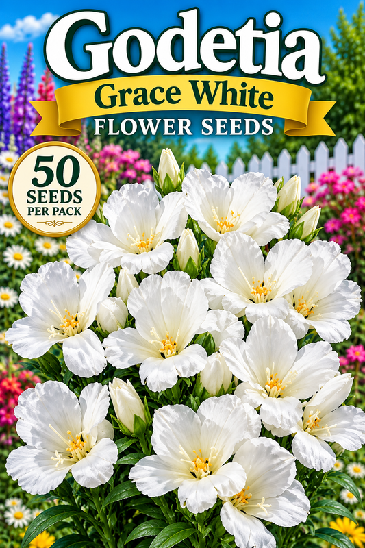 50 Godetia Seeds Grace White Flower Seeds