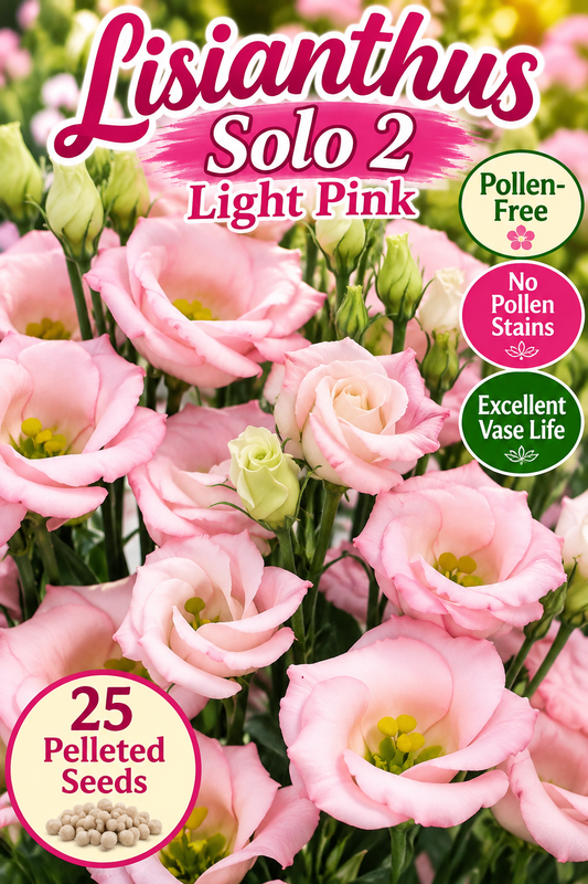 25 Pelleted Lisianthus Seeds Solo 2 Light Pink Flower Seeds