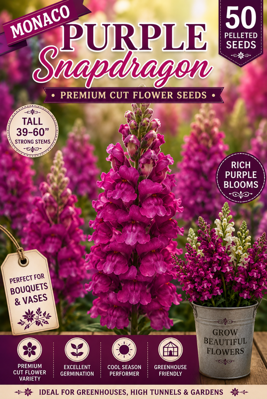 Monaco Purple Snapdragon Seeds 50 Pelleted | Premium Cut Flower Seeds