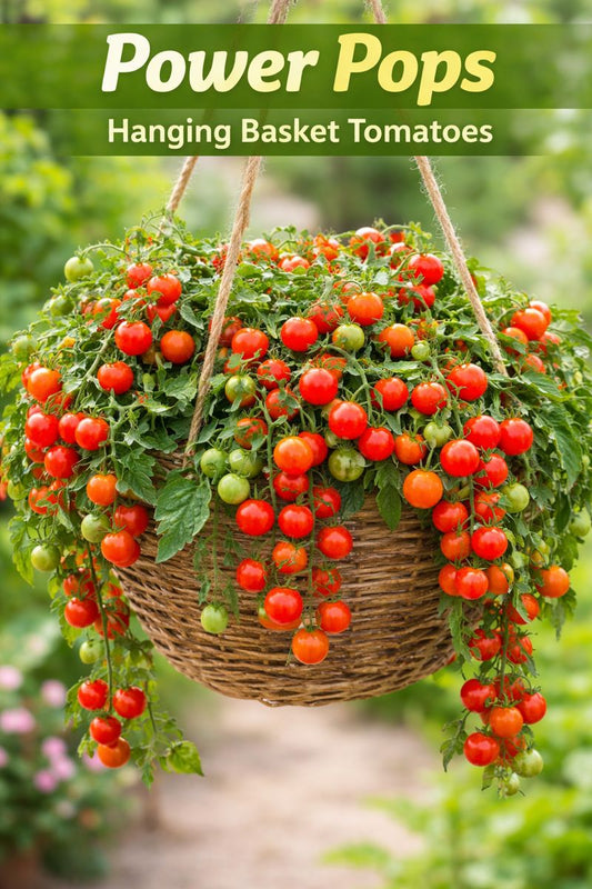 Power Pops Tomato Seeds 25 F1 Hybrid Trailing Hanging Basket Tomatoes