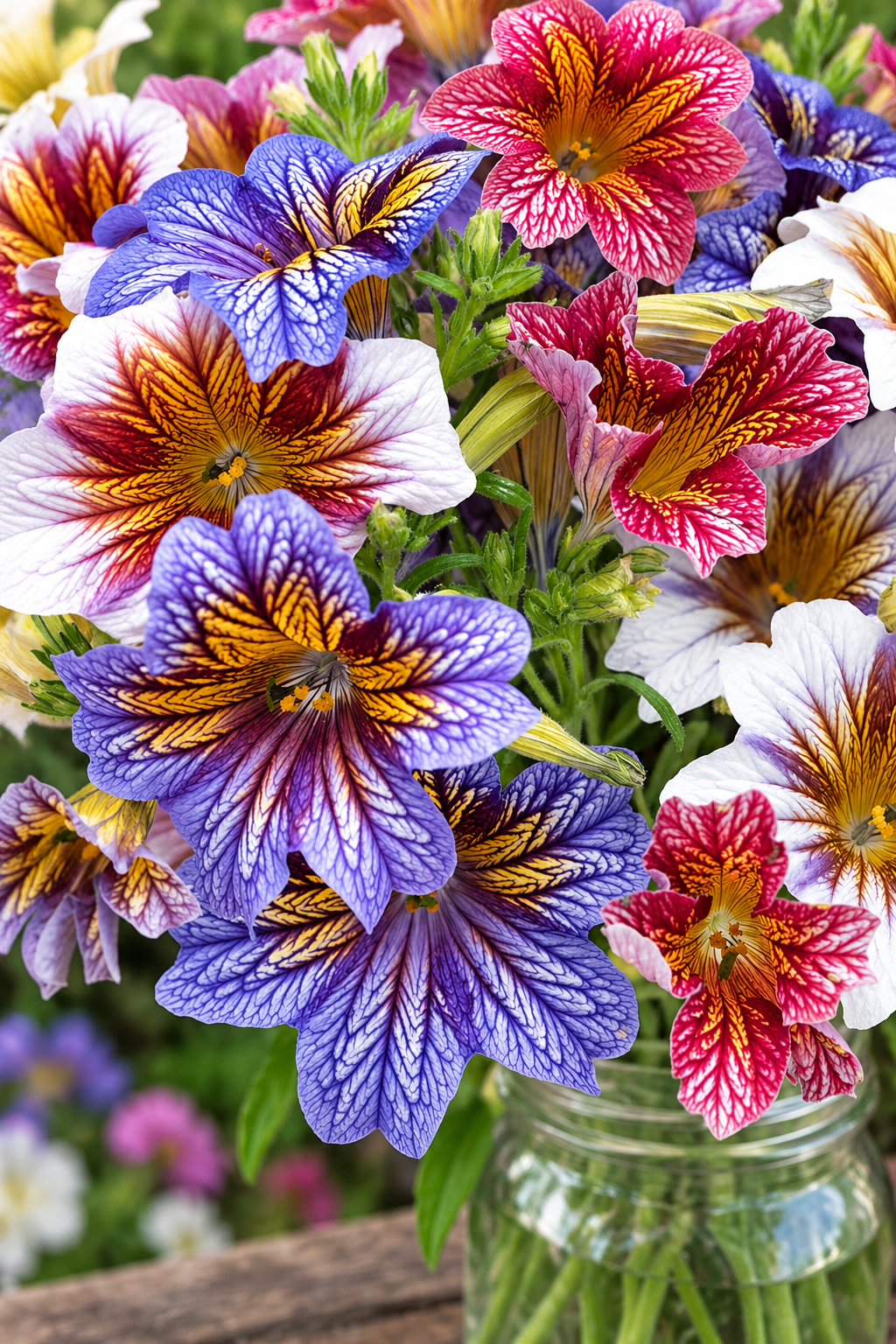 50 Pelleted Seeds Tora Staring Eye Mix Salpiglossis Painted Tongue