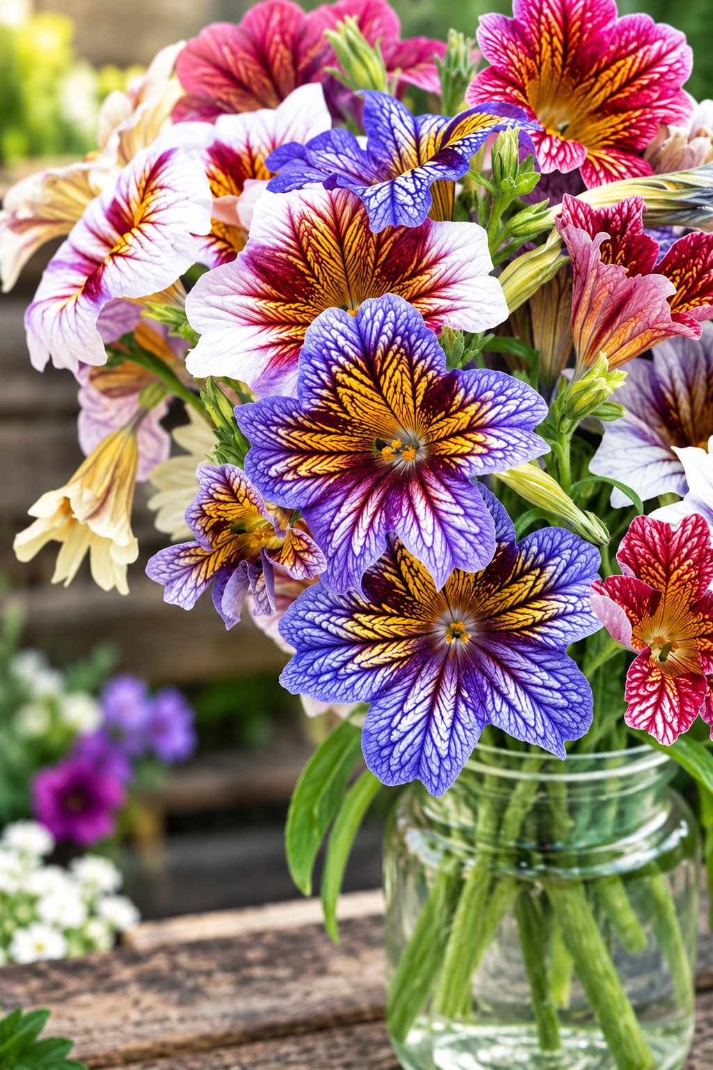 50 Pelleted Seeds Tora Staring Eye Mix Salpiglossis Painted Tongue