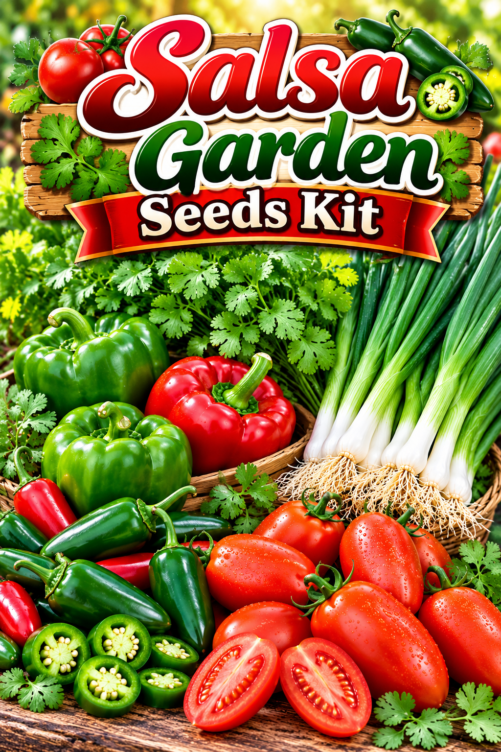 Salsa Garden Seed Kit – 5 Vegetable & Herb Seed Packets, 350 Seeds