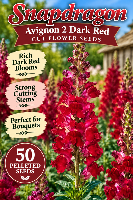 50 Pelleted Snapdragon Seeds Avignon 2 Dark Red Cut Flower Seeds