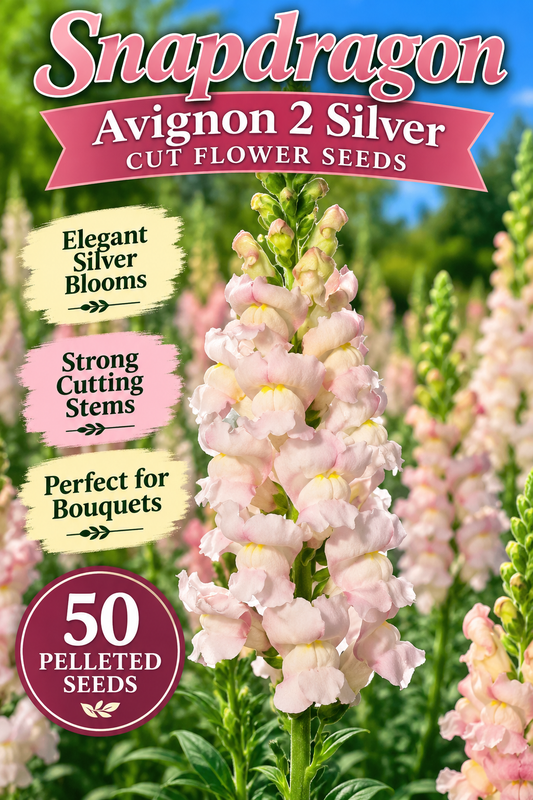 50 Pelleted Snapdragon Seeds Avignon 2 Silver Cut Flower Seeds