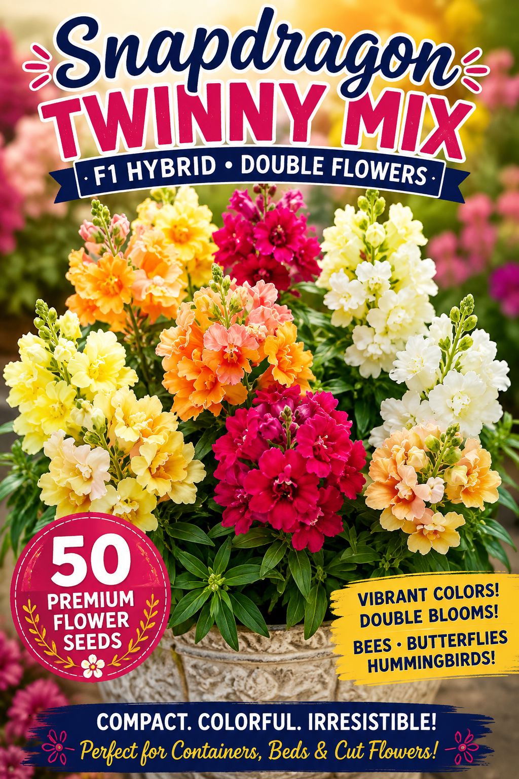 Snapdragon Twinny Mix F1 Hybrid Flower Seeds 50 Premium Flower Seeds