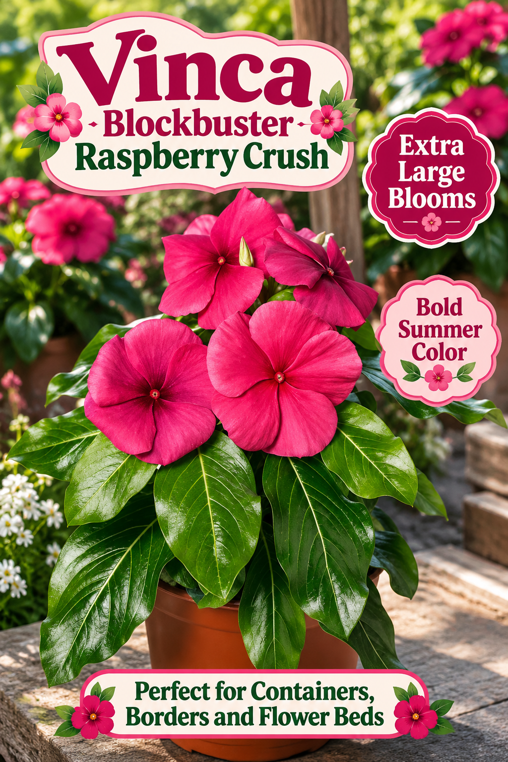 25 Vinca Seeds Blockbuster Raspberry Crush Flower Seeds