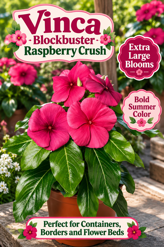 25 Vinca Seeds Blockbuster Raspberry Crush Flower Seeds